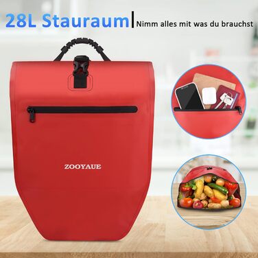 Велосумка ZOOYAUE 28 л для багажника, водонепроникна, з відбивачами, ручкою та плечовим ременем
