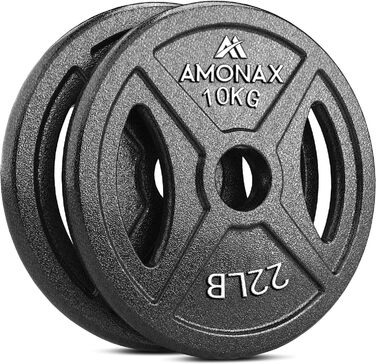 Набір металевих млинців Amonax 10 кг (2x5 кг), 50 мм, для штанги та гантелі, для силових тренувань і домашнього спортзалу