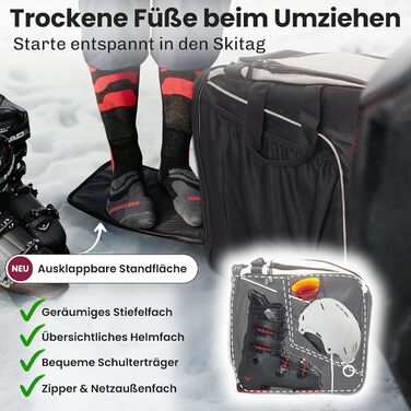 Сумка для лиж Otaro Skitasche: для 1 або 2 пар лиж, регульована довжина, водонепроникна, міцна, з м'яким плечовим ременем. Комплект сумка для лиж та чохол для лижних черевиків