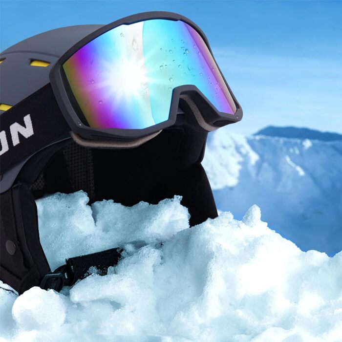 Скі-маска EXP VISION для жінок та чоловіків: сноуборд маска, захист 100% UV, проти запотівання, для носіння з окулярами (блакитна)