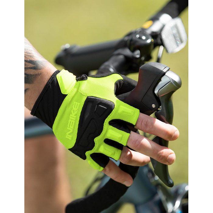 Рукавички INBIKE для їзди на велосипеді, мотокросу, фітнесу, тренувань та скелелазіння, напівпальцеві, зелені, M