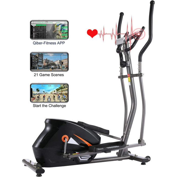 Еліптичний тренажер Profun Crosstrainer для дому, 10 рівнів навантаження, магнітний, пульсометр, LCD, додаток, маховик 7 кг