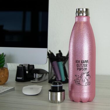 Термобутилка з нержавіючої сталі Glitzer, рожевий, BPA-Free, подарунок