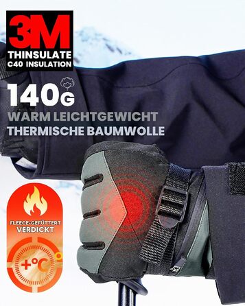 Зимові терморукавички OutdoorMater з ізоляцією 3M Thinsulate для чоловіків та жінок, чорно-сірі, розмір M