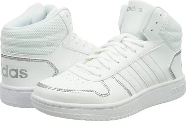 Жіночі баскетбольні кросівки Adidas Hoops 2.0 Mid, 44 EU, білий/сріблястий