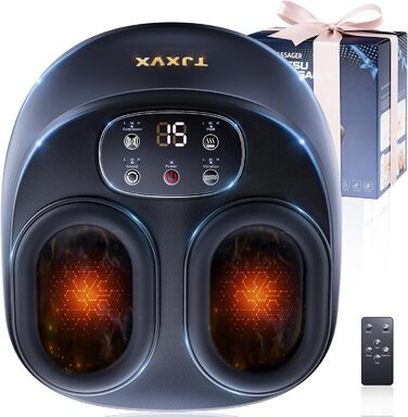 Електричний масажер для ніг Shiatsu з пультом дистанційного керування, компресією повітря, функцією підігріву, декількома режимами, для офісу та дому, підходить до 46 розміру EU