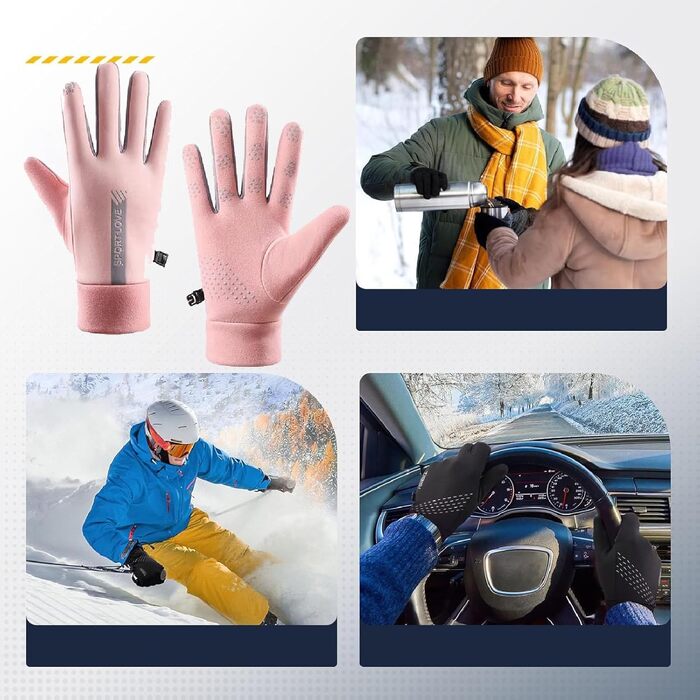 Зимові велосипедні рукавички для жінок, теплі термо рукавички з підтримкою сенсорного екрану, для бігу, їзди, велоспорту та піших прогулянок