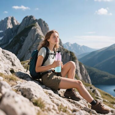 Термос-пляшка 500 мл, не містить BPA, з нержавіючої сталі, подвійна ізоляція, пляшка для води, термос-термокружка з трубочкою, для газованої води, кольори: Темно-синій & Темно-зелений