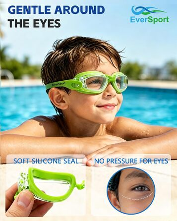Дитячі плавальні окуляри Kinder-Schwimmbrille (2 шт.) – прозорі, антифог, анти-UV, водонепроникні, з навушниками та фіксатором для носа, для дітей 5-15 років
