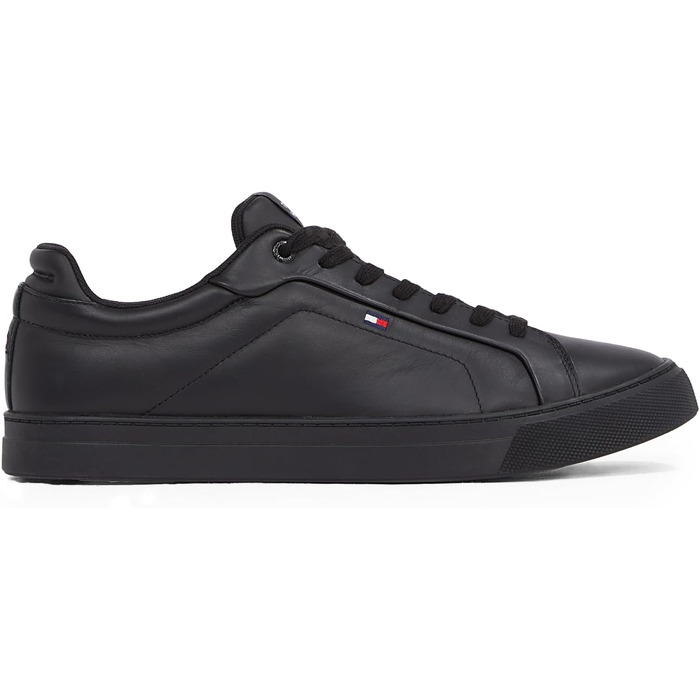 Чоловічі шкіряні кросівки Tommy Hilfiger Low Icon Court Leather Flag Essential, чорні, розмір 46 EU