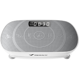 Вібраційна платформа MERACH для формування тіла та розслаблення. Тиха, компактна, з LED-дисплеєм, пультом дистанційного керування та зручним силіконовим покриттям. Сірий колір