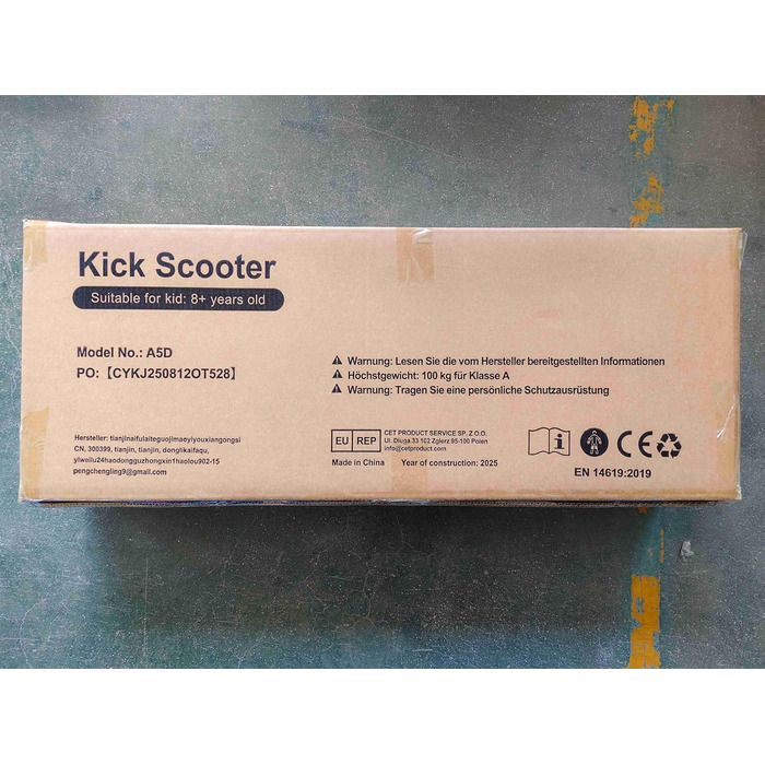 Дитячий складний самокат для дітей 8-15 років з великими колесами 200 мм, дисковими гальмами та регульованою висотою, синій