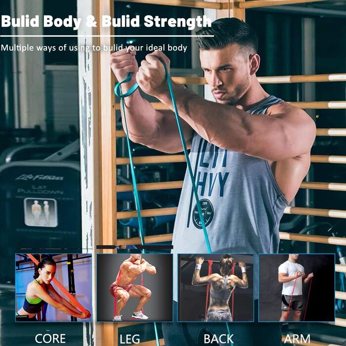 Стрічки опору для фітнесу та фізіотерапії, набір для тренувань, дамам та чоловікам, багато кольорів