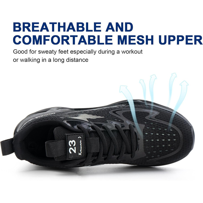 Кросівки для бігу Hitmars для чоловіків: спортивні, легкі, дихаючі, для вулиці, фітнесу та відпочинку. Розміри EU 39-46 (Чорний/Білий)