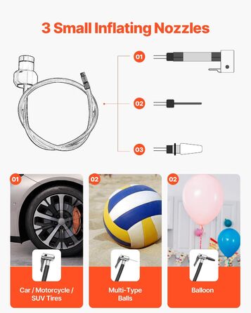 Електрична SUP-насос VEVOR з USB-виходом, 2-ступенева автоматична насос для надувних SUP, наметів, 40 PSI, 12V DC, LED-підсвічування