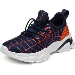 BRONAX Кросівки для хлопчиків Little/Big, Зручні та легкі дитячі кросівки, 33 EU, Синій/Помаранчевий