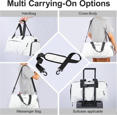 Спортивна сумка для жінок та чоловіків з жорстким матеріалом, дорожня сумка з відділенням для взуття, дві вентиляційні отвори та відділення для мокрого одягу, водонепроникна сумка-вікендер, спортивна сумка/сумка для плавання/сауни (Зелена) (Перлове білий)