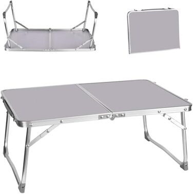 Складаний столик Qimu 60 см, алюміній, регульована висота 26/56 см, для саду та пікніка, білий