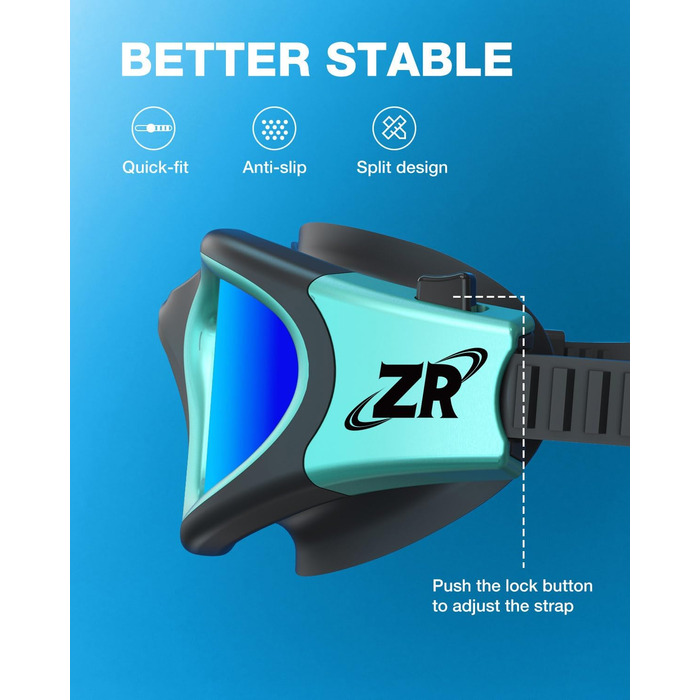 Окуляри для плавання ZIONOR G1 - поляризовані, унісекс, для дорослих та жінок, проти запотівання, 100% захист від УФ-променів, один розмір (G1 MAX, G1-MAX-polarisierte SchwarzGrün-Blau)