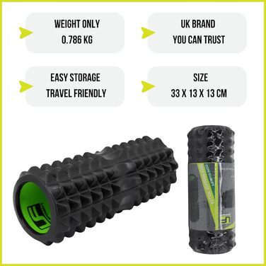 Масажер Urban Fitness для глибоких тканин, ролик для м'язової регенерації, чорний, піна