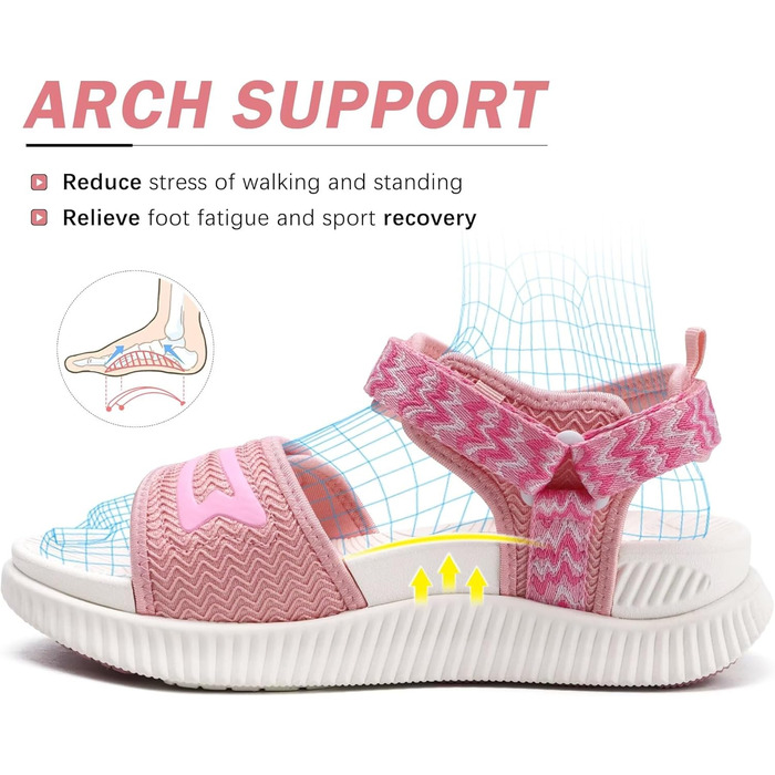 Сандалії жіночі KuaiLu для трекінгу та відпочинку: ортопедичні, з регулюванням на липучці, рожеві (39 EU)