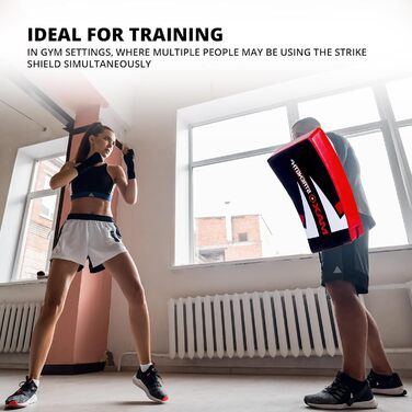 MAXSTRENGTH гелевий ударний щит для кікбоксингу, зігнута лапа для Муай Тай, захист для ударів, тренування з карате та єдиноборств, товщина 8,3 см, чорний/червоний (1 шт.)