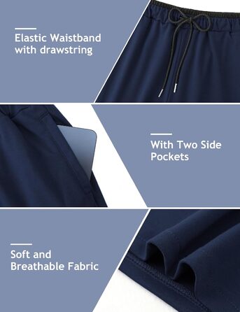 Чоловічі спортивні шорти Soer Activewear з кишенями та блискавкою, бавовняні шорти для бігу та відпочинку, темно-сині (L)