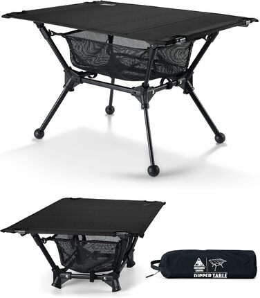 OneTigris Dipper: Складний туристичний стіл для кемпінгу та риболовлі, 60 x 40 x 37 см, Ranger Green (Чорний)