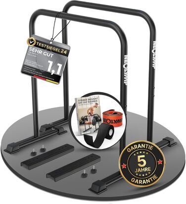 NEOLYMP Dip Station для віджимань: 400 кг, регульована ширина, з E-Book, антиковзні ніжки. Комплект для фітнесу вдома (турнік + еластична стрічка)