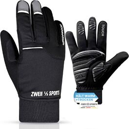 Велосипедні рукавички чоловічі зимові, вітронепроникні, водовідштовхувальні, з підкладкою, з м'якою підкладкою, неслизькі, терморукавички для їзди на велосипеді, підходять для жінок та чоловіків, бігові рукавички, чорного кольору