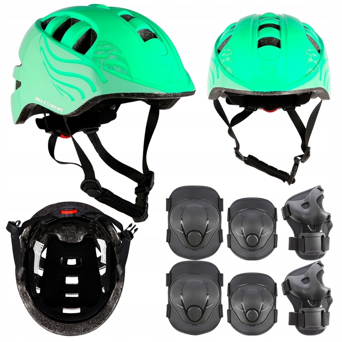 Дитячий велосипедний шолом з регулюванням та комплект захисту для скейтбордингу, розмір XS