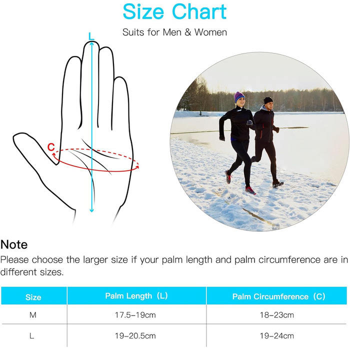 Рукавички Unigear з сенсорним екраном для чоловіків та жінок, спортивні рукавички, утеплені, вітронепроникні, антиковзаючі, для активного відпочинку, їзди, велосипеда, походів (Сірий, L)