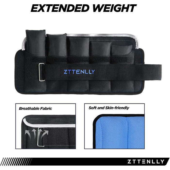 Регульовані ваги на щиколотки, 1-5/10/15/9 кг, пара з сумкою, дихаючі тканини, світловідбиваючий край, силові тренування, ноги, зап'ястя, руки, щиколотки, набір для ходьби з вагами для жінок та чоловіків