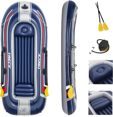 Надувний човен Bestway Hydro-Force Treck X3 для 3 дорослих та 1 дитини, 307x126x39 см, комплект