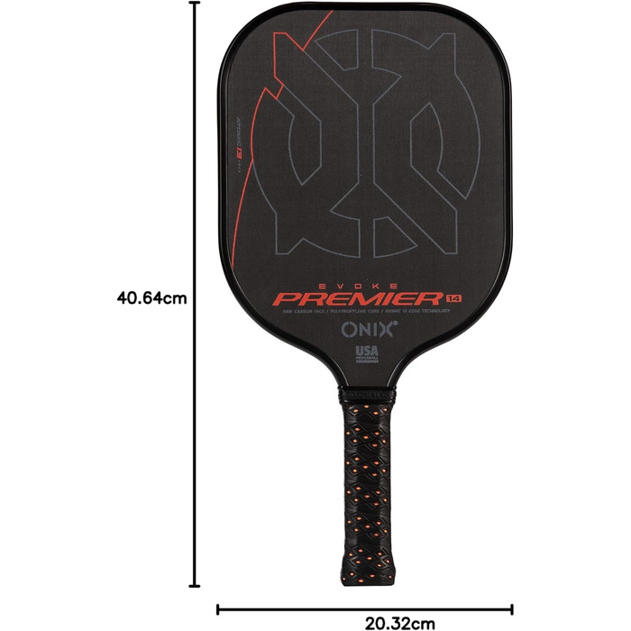 Onix Evoke Premier Pro Raw Carbon Pickleball Paddel Control - Чорний, 14 мм