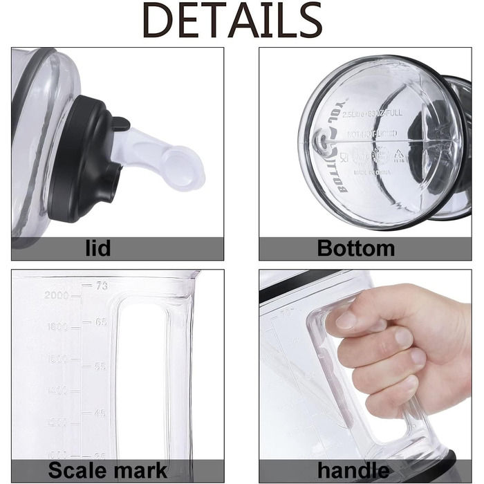 Спортивна пляшка для води Vennerli 2,5 л з мірною шкалою та ручкою, витокозахисна, чорна, прозора