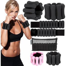 Набір обтяжувачів для ніг та рук WELSPO, 0.9 кг (по 0.45 кг), силіконові обтяжувачі для тренувань, йоги, пілатесу, чорного кольору