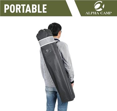 Крісло для кемпінгу Alpha Camp, складне, 160 кг, з підлокітниками та тримачем для напоїв, сталевий каркас, чорно-сіре