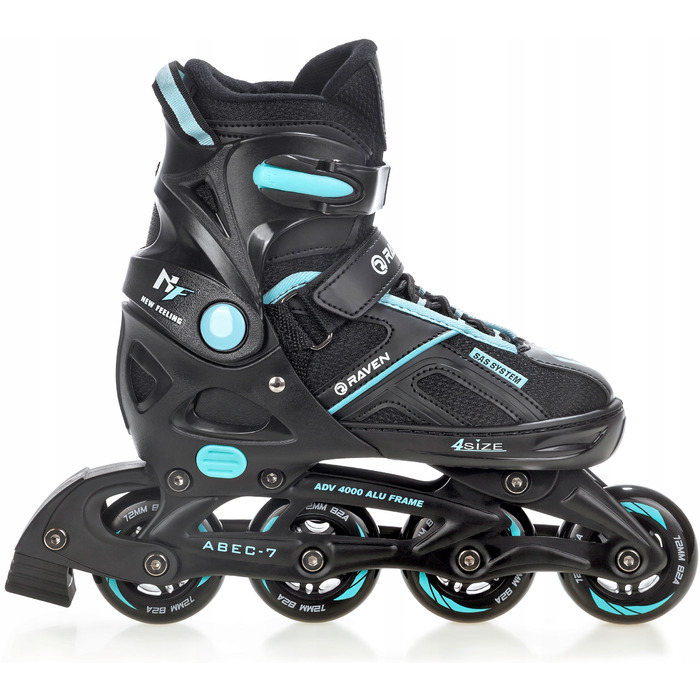 Регульовані ролики RAVEN Pulse Black/Cyan, розмір 37-40