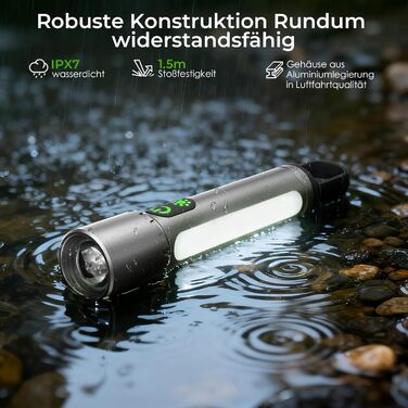 Ліхтарик LED акумуляторний 500000 люмен XHP90.2, надяскравий, з зумом, водонепроникний IPX7, для кемпінгу, туризму, аварійних ситуацій (сріблястий)