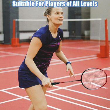 Набір для бадмінтону Magicorange 4 шт. для ігор на вулиці, включає 4 ракетки, 4 волани, 4 запасні намотки та 1 сумка. Червоний та зелений колір