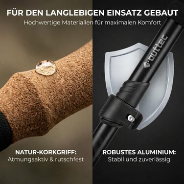 Телескопічні трекінгові палиці для скандинавської ходьби та гірських походів, ультралегкі палиці для Nordic Walking з гумовими наконечниками, регульовані (65-135 см), чорні