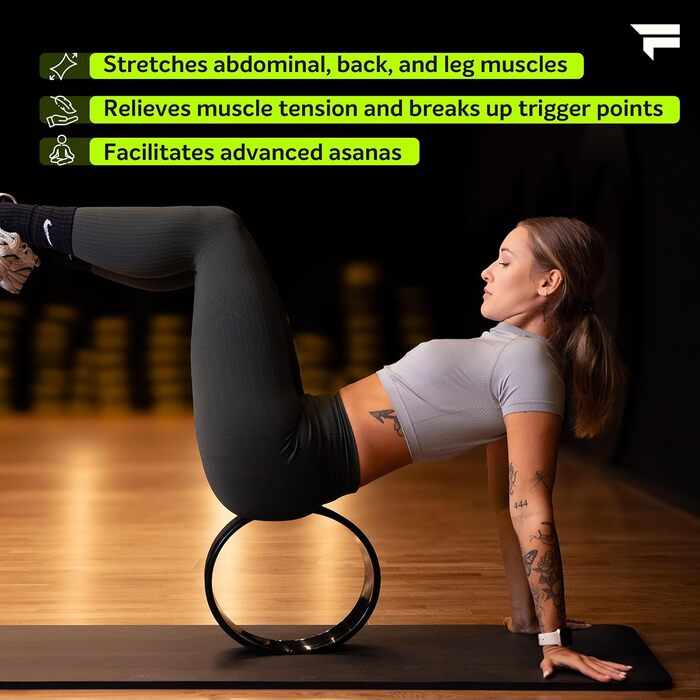 Колесо для йоги Fizyo Yoga Wheel – для розтяжки спини та полегшення болю – стабільне, неслизьке, 32 см (коричневе, натуральний корк)