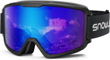 Лижна маска для жінок і чоловіків, подвійна лінза, OTG, UV400, антифог, вітрозахисна, захисні сноуборд окуляри, сумісні з шоломом, для лиж, мотоциклів, велосипеду, скейта, матово-чорна оправа, сіра лінза з синім покриттям (VLT 13%)