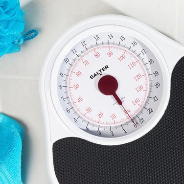 Механічна вага Salter 145 BKDR для ванної, аналогова, до 150 кг, протиковзка, велика шкала, без батарейок, точне зважування, ретро-дизайн