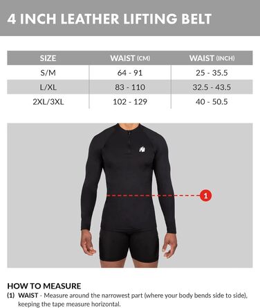 Пояс для підйому важких ваг Gorilla Wear, шкіряний, 4 дюйми, чорний