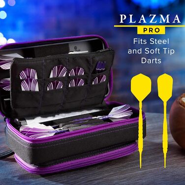 Футляр Casemaster Plazma Pro для 6 дротиків (м'які та сталеві), з великою передньою кишенею для телефону, відділеннями для насадок, амазонітовий кант