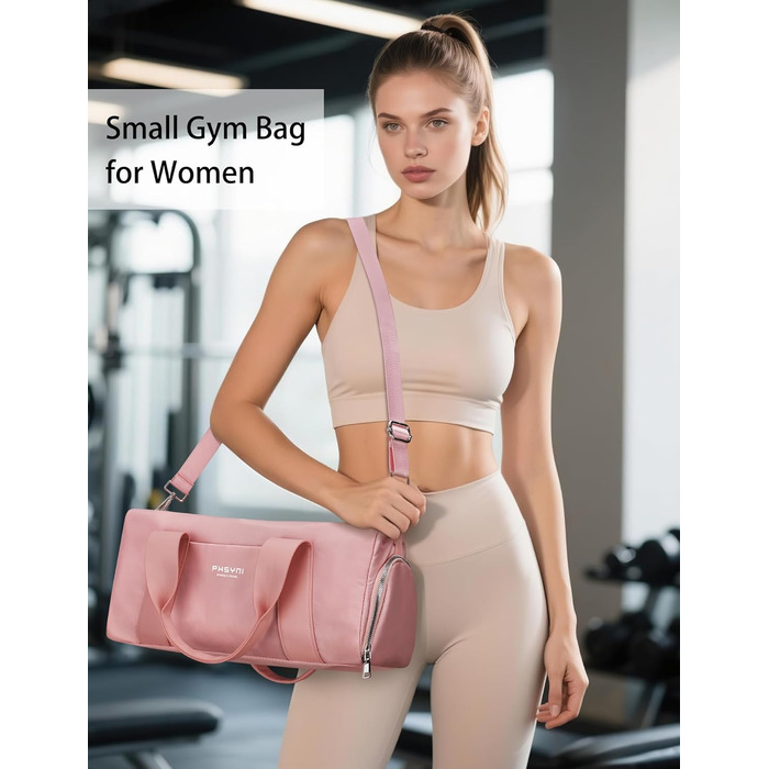 Спортивна сумка 16 дюймів для жінок та дітей з відділенням для взуття та водонепроникним розділенням. Ідеальна для фітнесу, танців, плавання та подорожей (рожева)