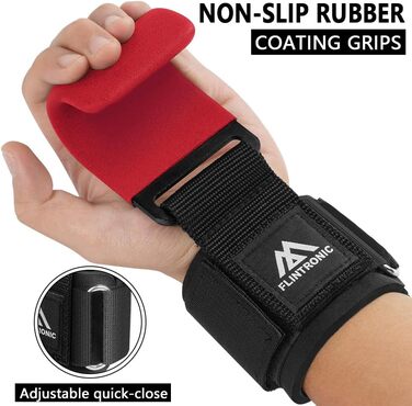 Набори для тяги Flintronic Power Zughilfen: 2 шт. для бодібілдингу, силових тренувань, важкої атлетики та фітнесу. Зручні ручки з неопрену 8 мм та бавовни, шкіряні навантажувальні ручки.