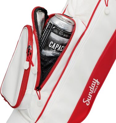 Гольф сумка Sunday Golf Loma: легка сумка з ременем та стійкою – ідеальна для коротких гольф-курсів, 79 см (червоно-біла)